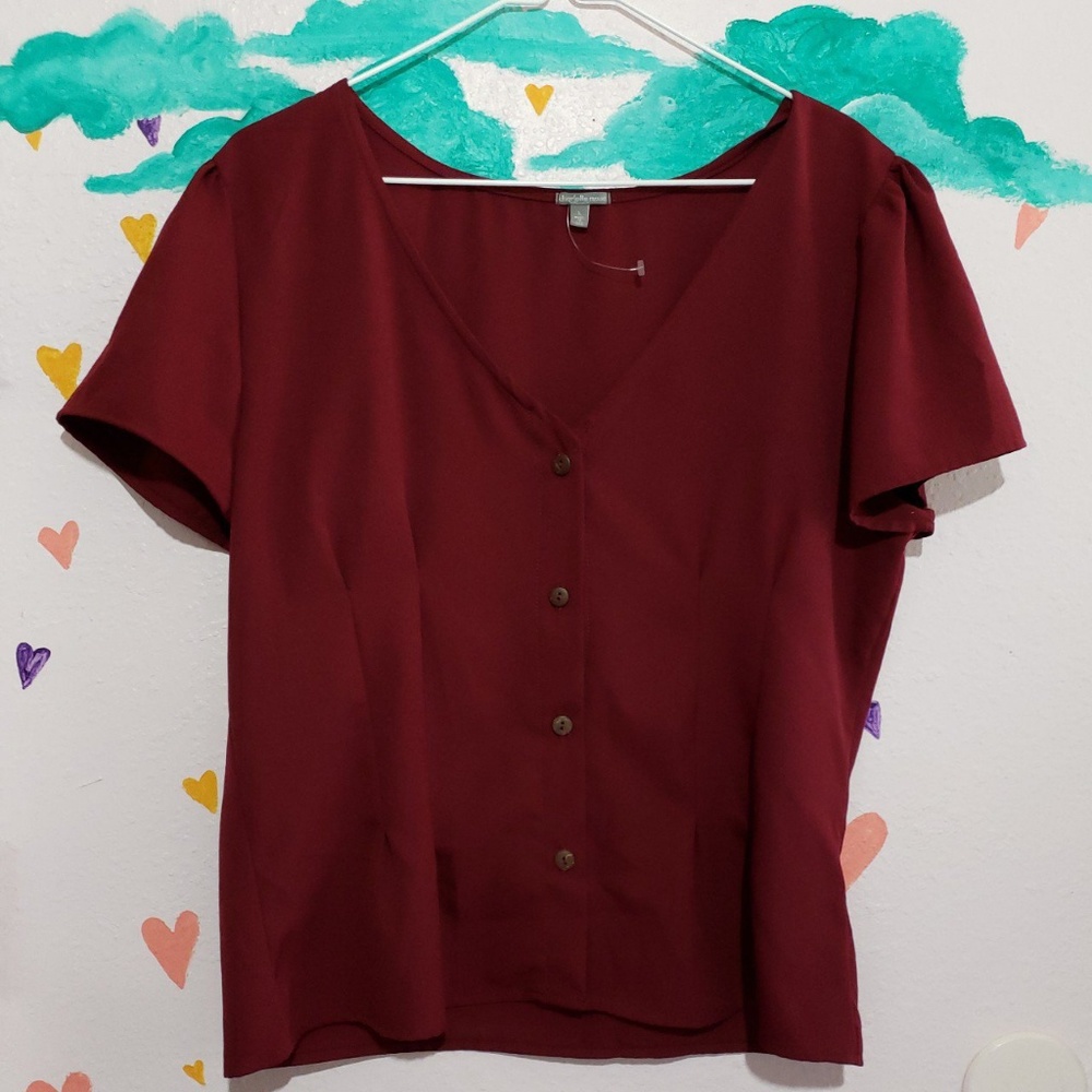 Short Sleeve Button Down Blouse ♡